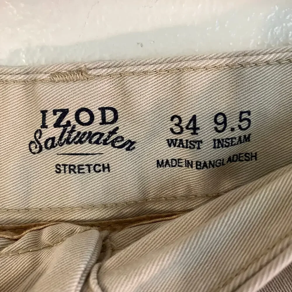 Izod Tan Chino Shorts Saltwater Stretch Men's‎ 34